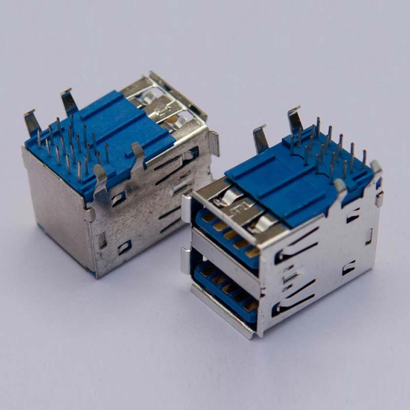 USB 3.0 A F 雙層90度插板 19.5MM