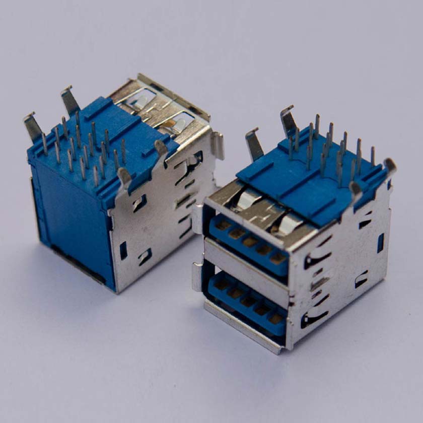 USB 3.0 A F 雙層90度插板 17.5MM