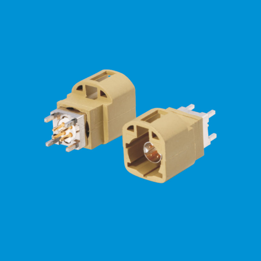 LVDS 4P公頭 K型咖喱色180度立式插座