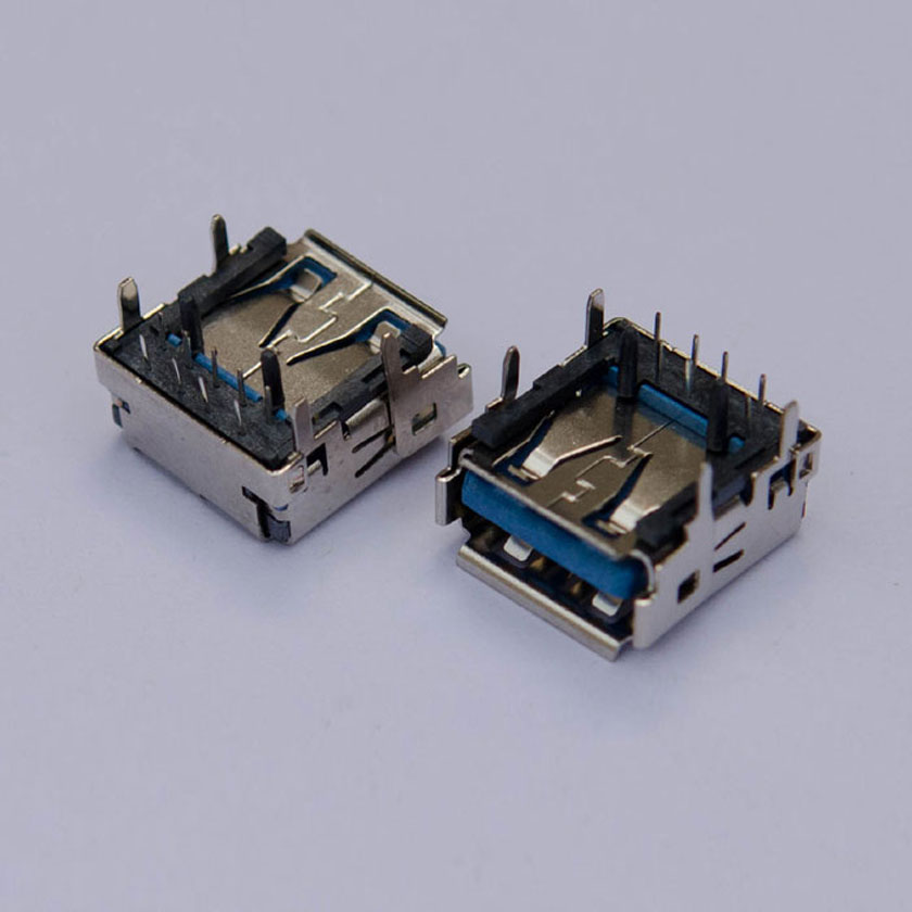 USB 3.0 A F 90度反向 雙柱 四腳插板